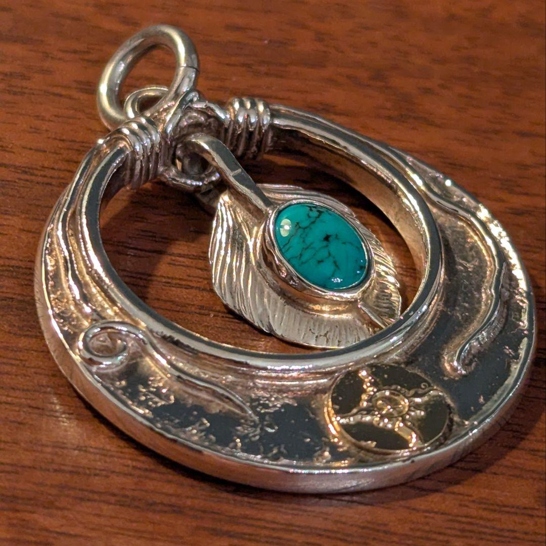 ファーストアローズ K18 ターコイズ付ハートフェザーメタル ペンダント