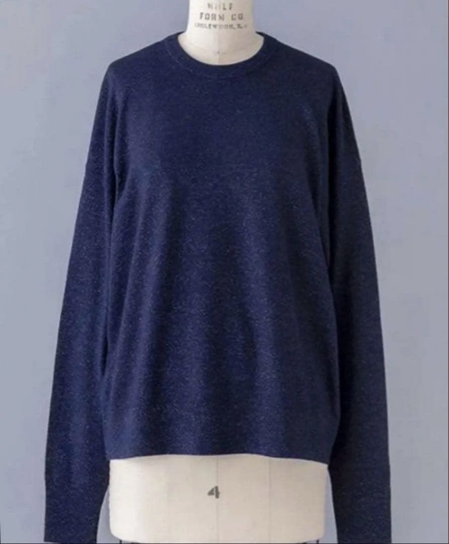 BLAMINK ラメロングスリーブ ニット ネイビー ブラミンク 2025