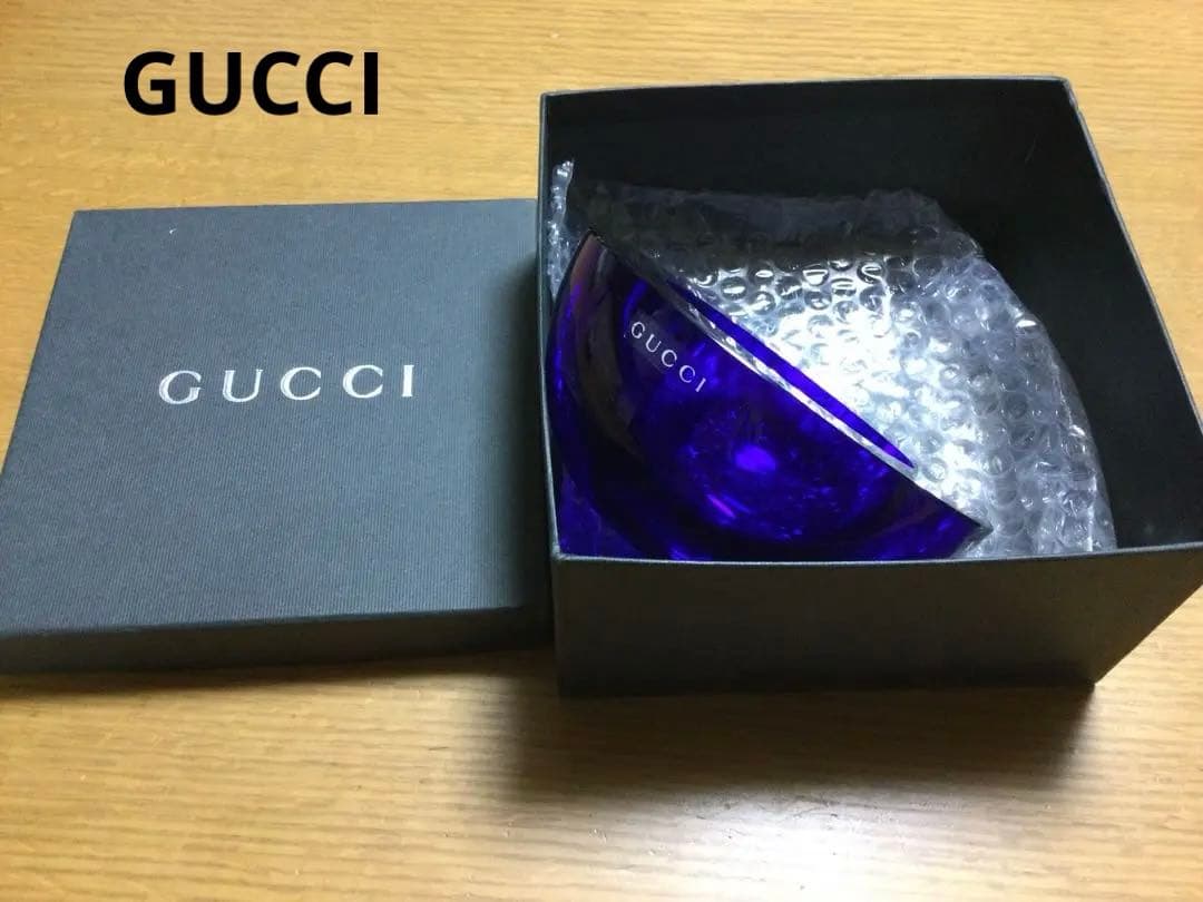 GUCCI  ベネチアン　ガラス／クリスタル　飾りボウル？　濃いブルー　希少