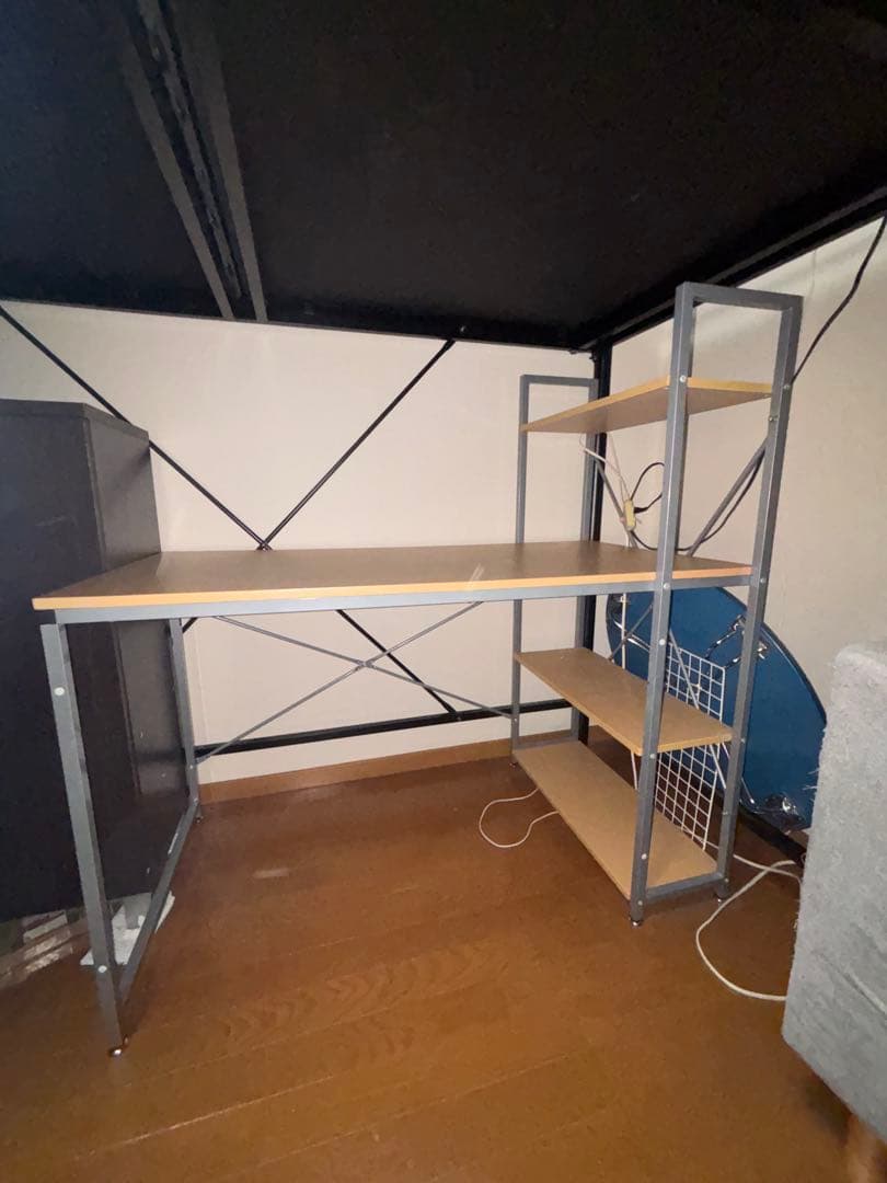 ロフトベッド 黒 コンセント付き　机セット