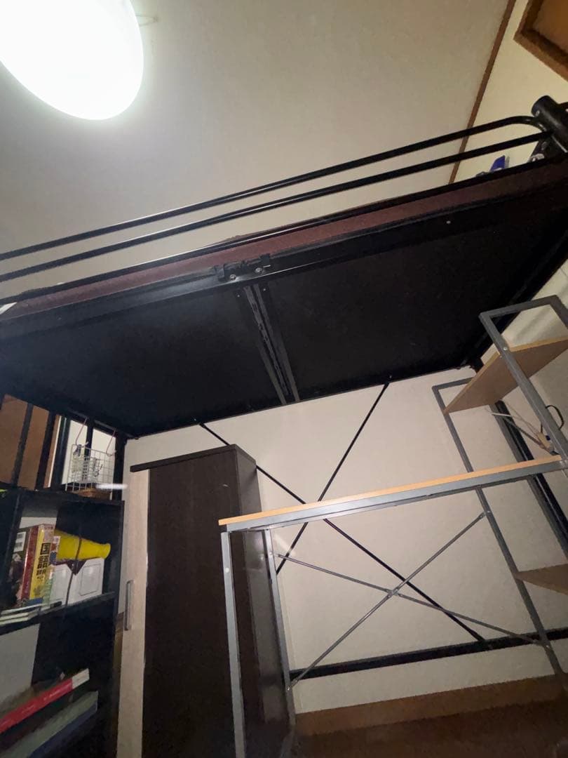 ロフトベッド 黒 コンセント付き　机セット