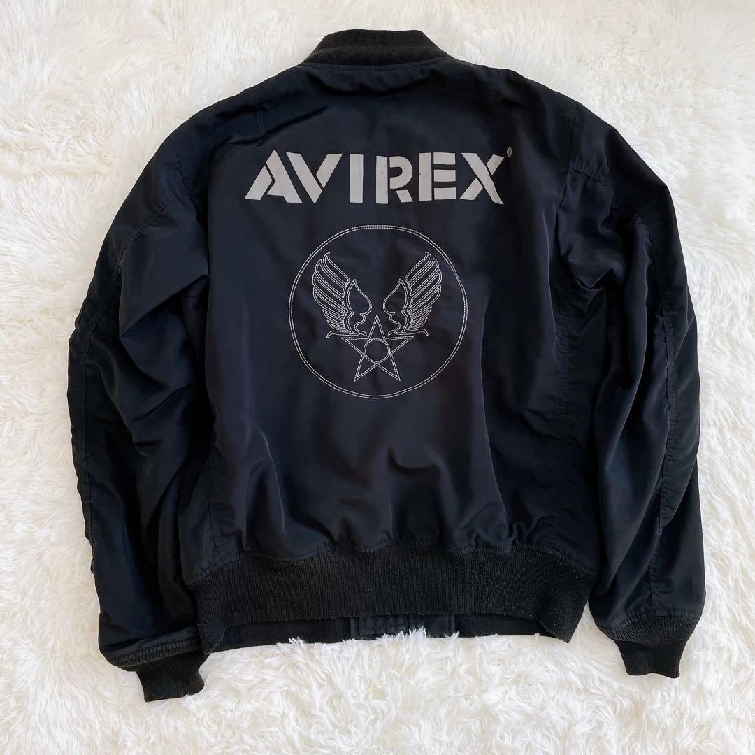 XLサイズ✨AVIREX MA-1 フライトジャケット 背面ビッグロゴ ブラック