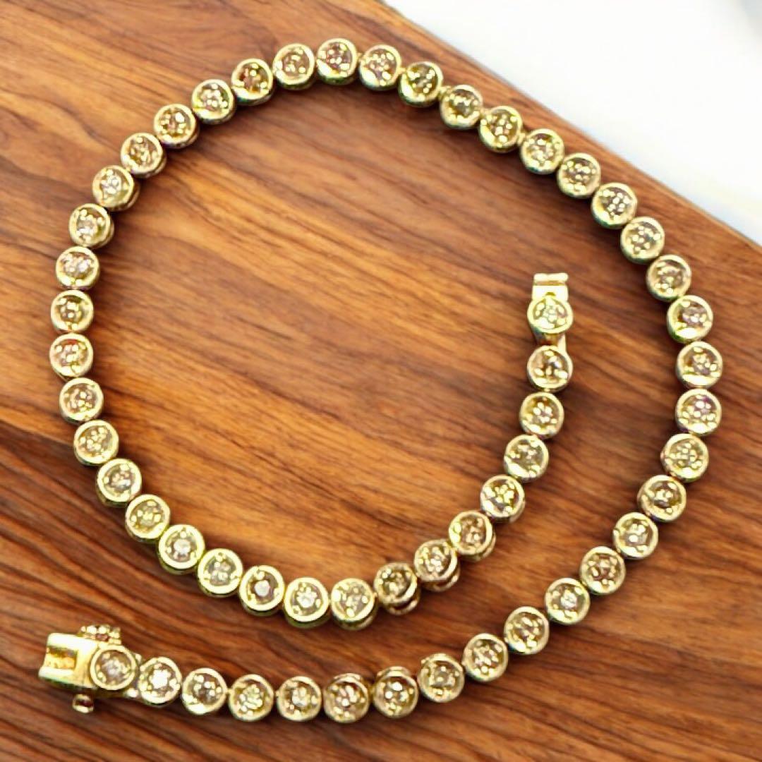 F*r様 ヴィンテージラインストーン　テニスブレスレット　ゴールドトーンベゼルセ