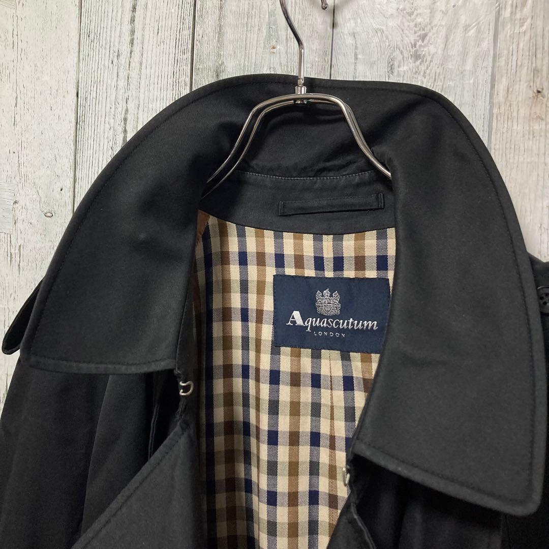 Aquascutum アクアスキュータム ダブル　トレンチコート 42 ブラック