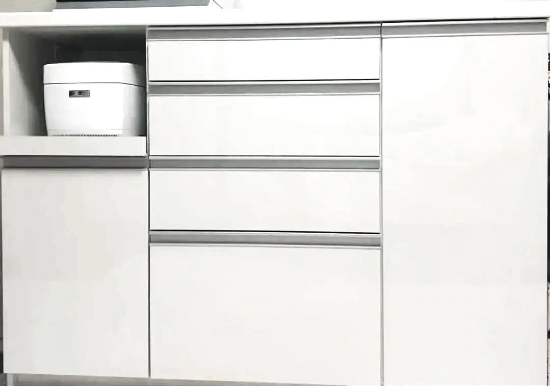 送料込！！ホワイト　キッチンカウンター　鏡面　島忠ホームズ　スライドレール付