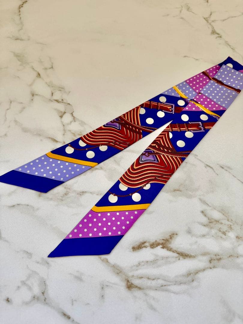 m様分　HERMES シルク スカーフ 紫青