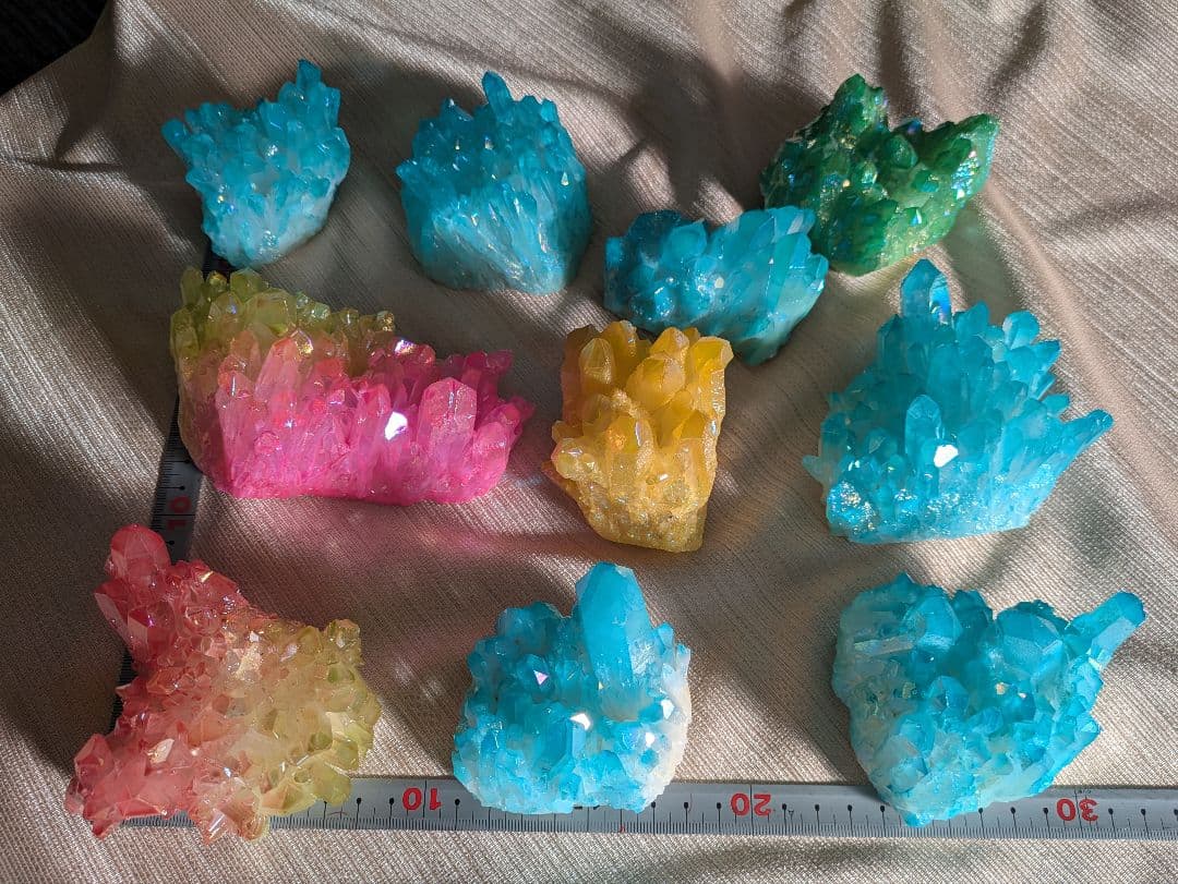 水晶クラスター １０個 合計3420g 中国人工水晶 クリスタル