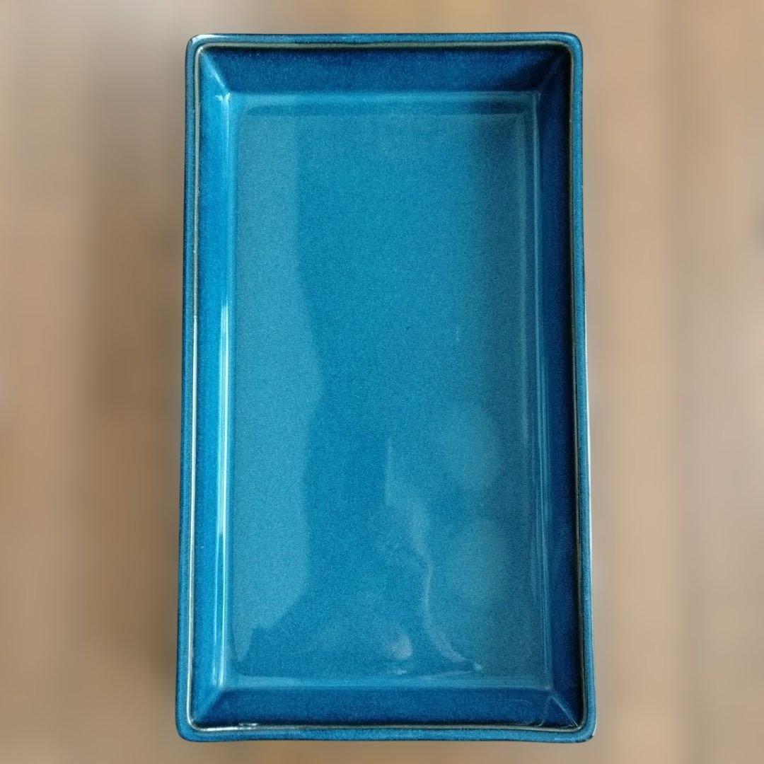 大き目海鼠釉薬水盤で濃紺の美しい色合いが特徴の陶器製大型陶磁器海鼠釉書道具入れ