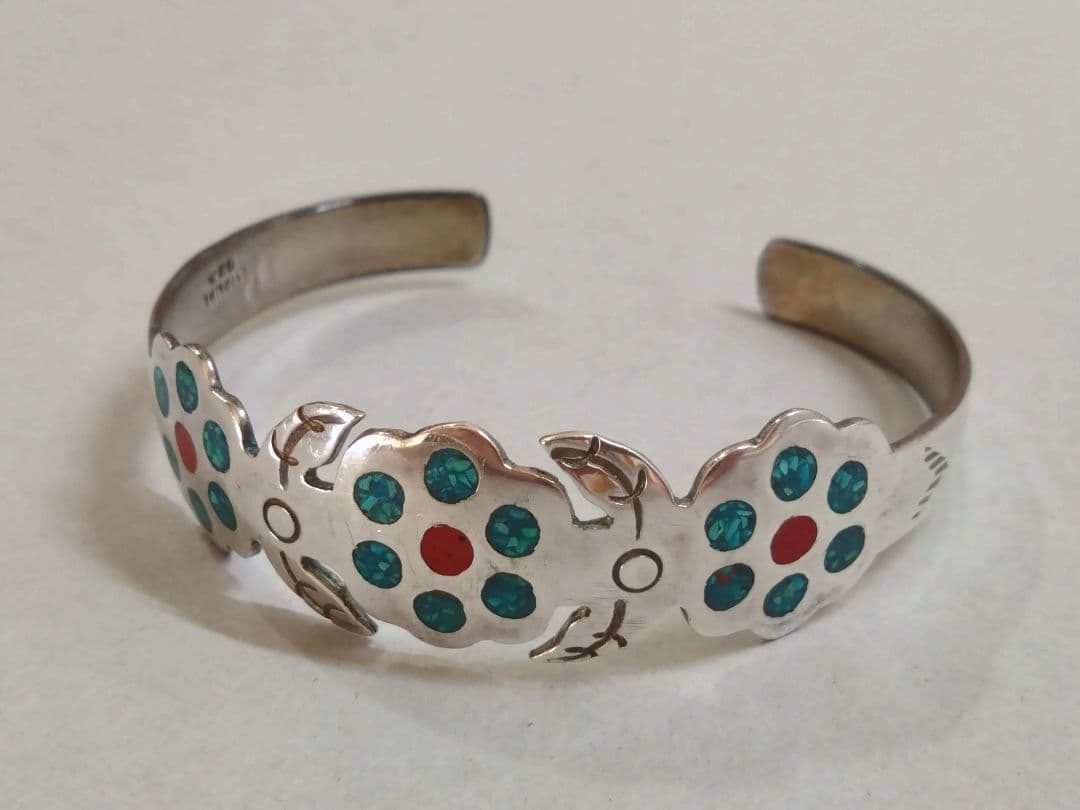 インディアンジュエリー　ヴィンテージ　銀製　バングル　ブレスレット　I38