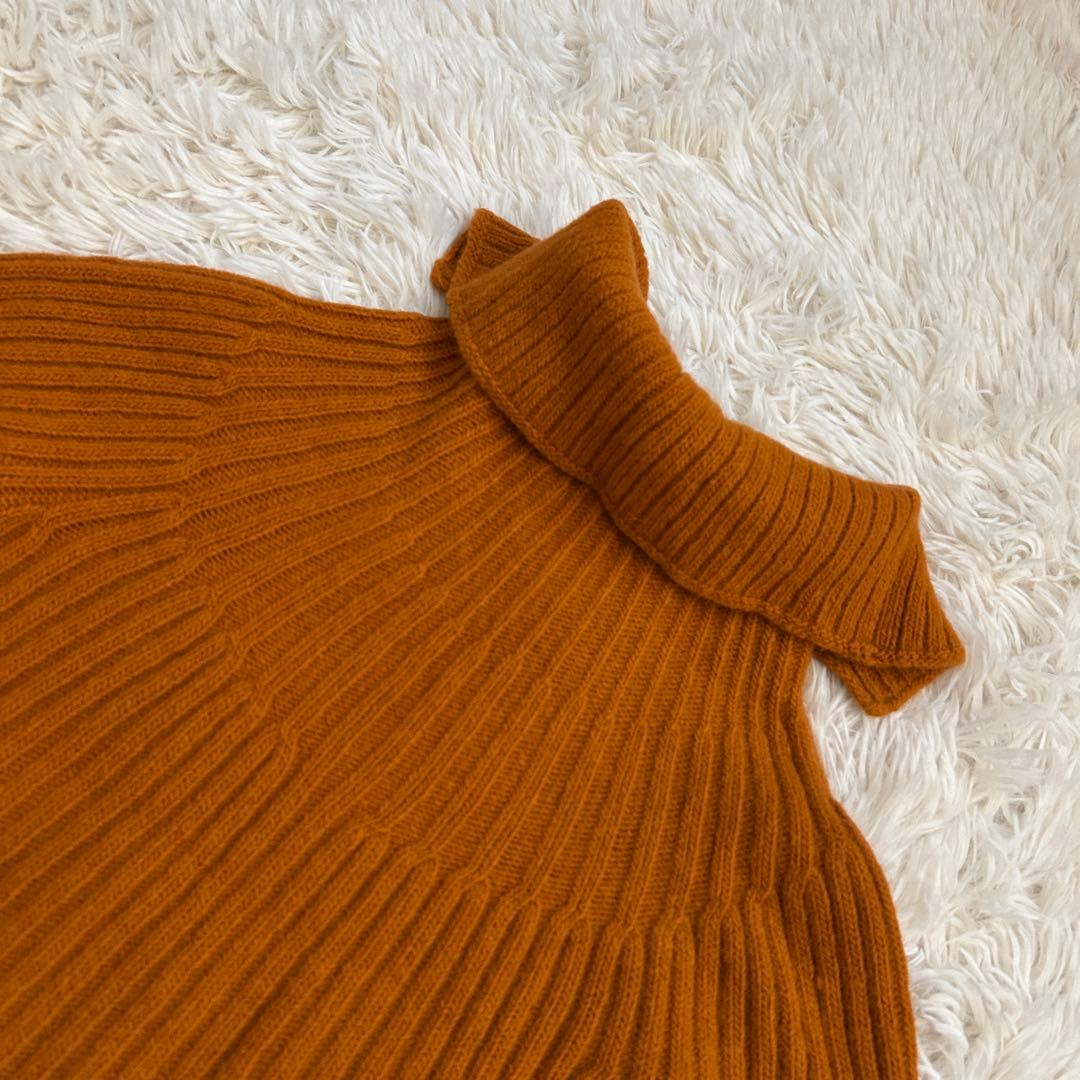 マックスマーラ　ニット　リブ　キャメル　長袖タートルネック　イタリア製　Sサイズ