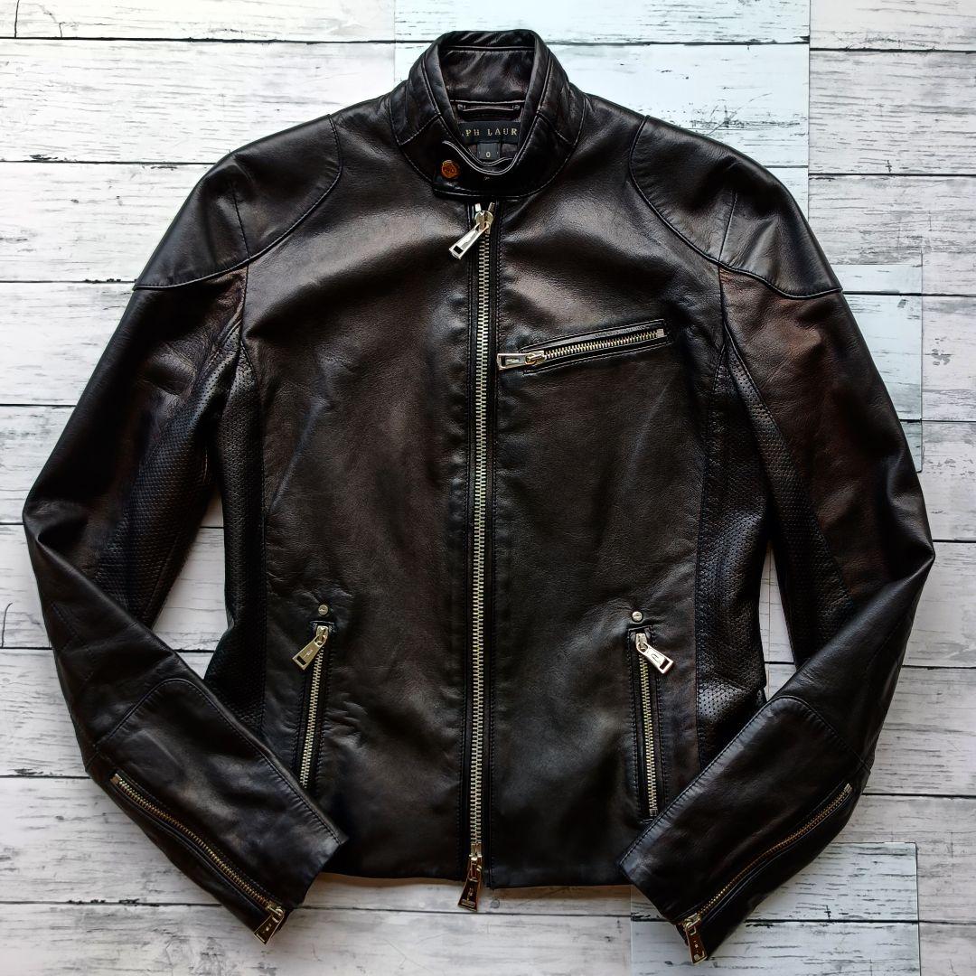 ラルフローレン レザージャケット 羊革 0サイズ レディース ライダース