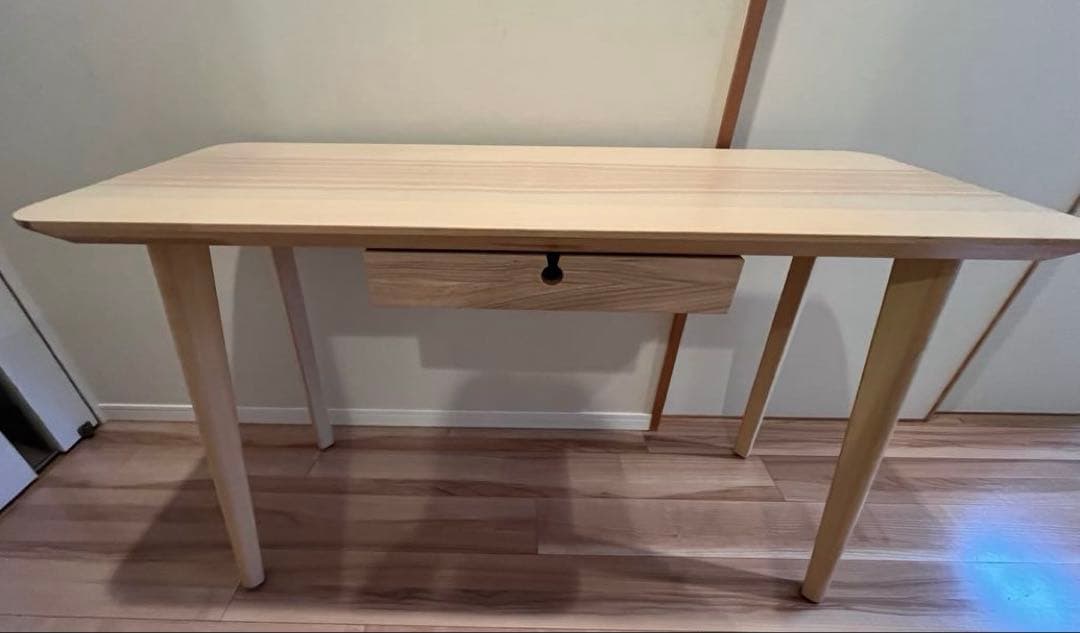 IKEA LISABO ナチュラル木製引き出し付きデスク