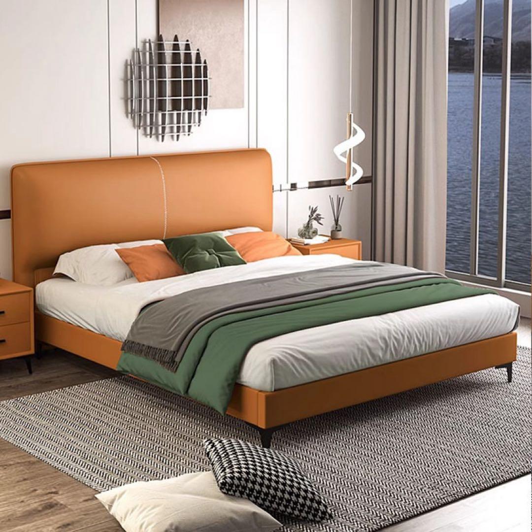 レザーモダンベッド クイーンサイズ