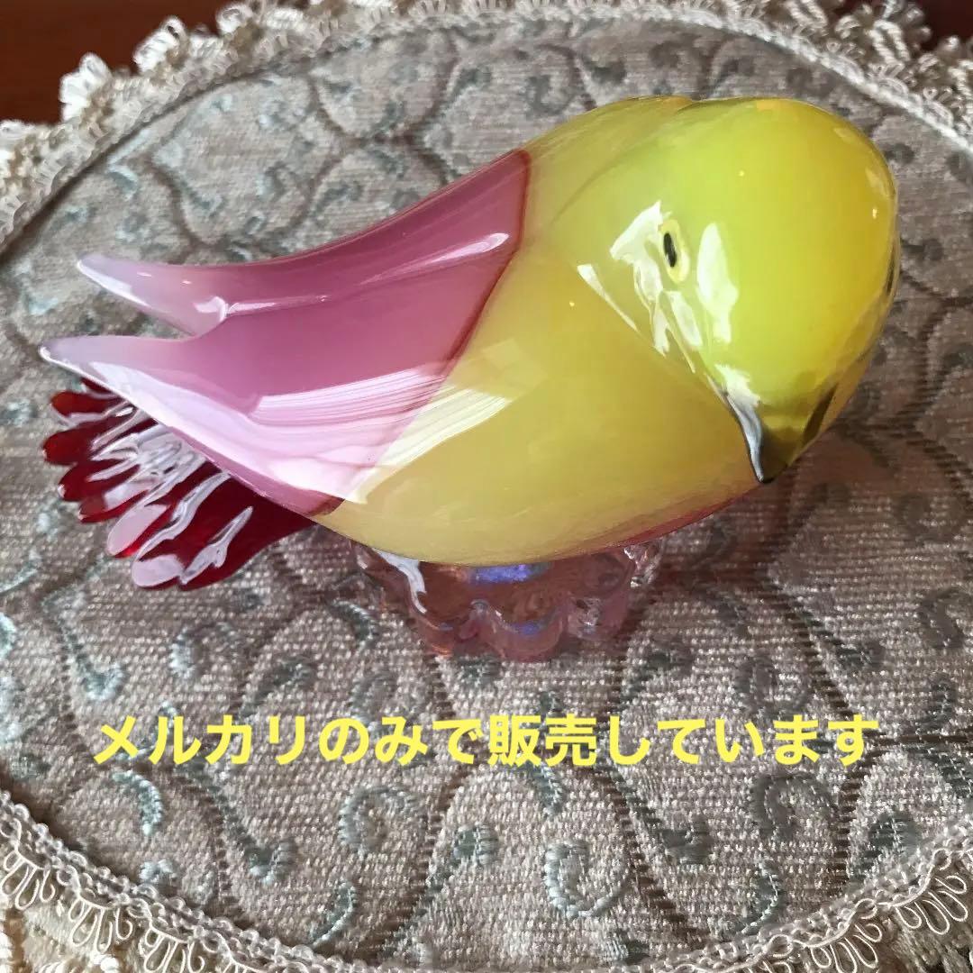 ふっくら可愛いガラスの小鳥オブジェ