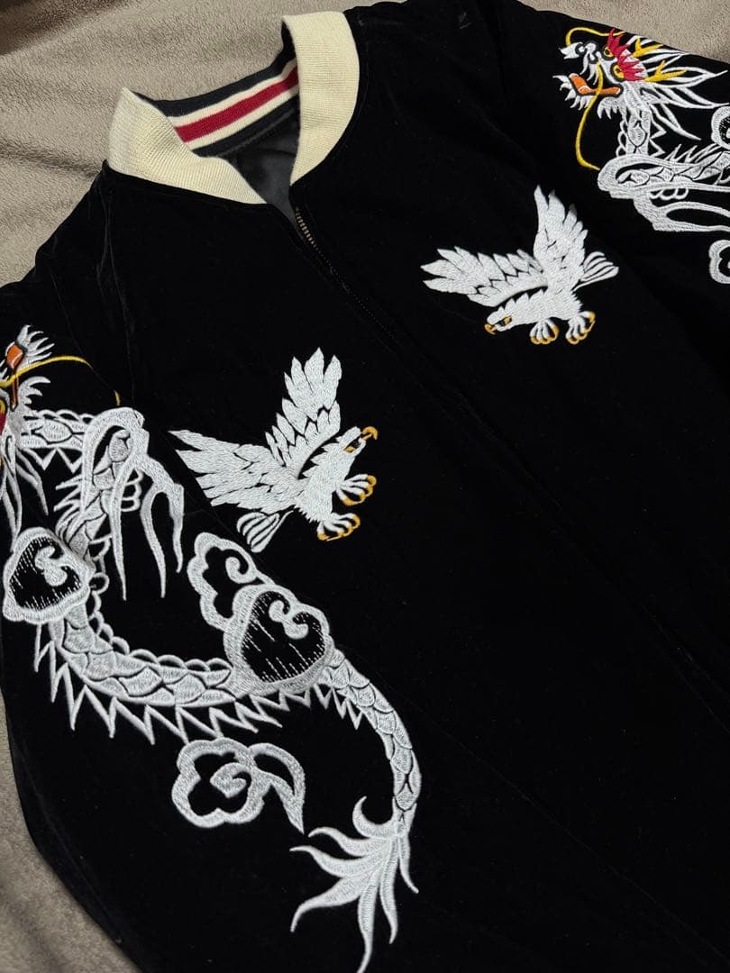 未使用近 ２面用 別珍 BILLVAN 鷲龍 日本限定スカジャン サテン 美品