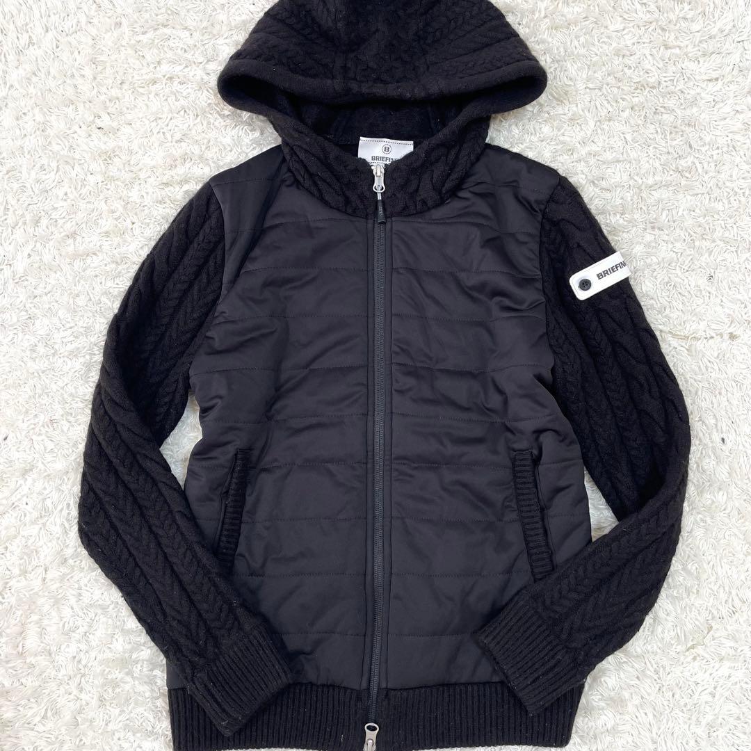 極美品 ブリーフィングゴルフ ニット切替 パーカー ハイブリッド ブラック S