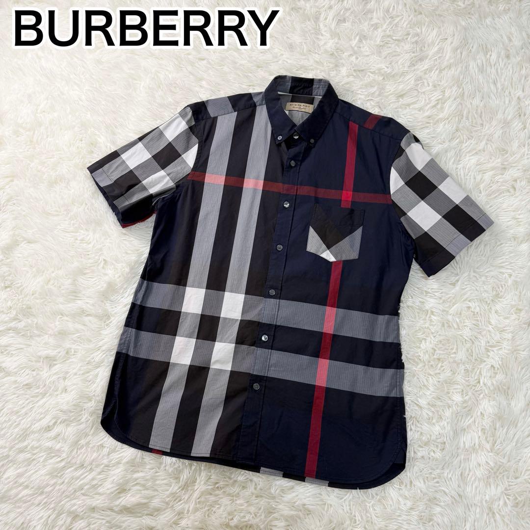 BURBERRY バーバリー ノバチェック 半袖シャツ ネイビー XLサイズ