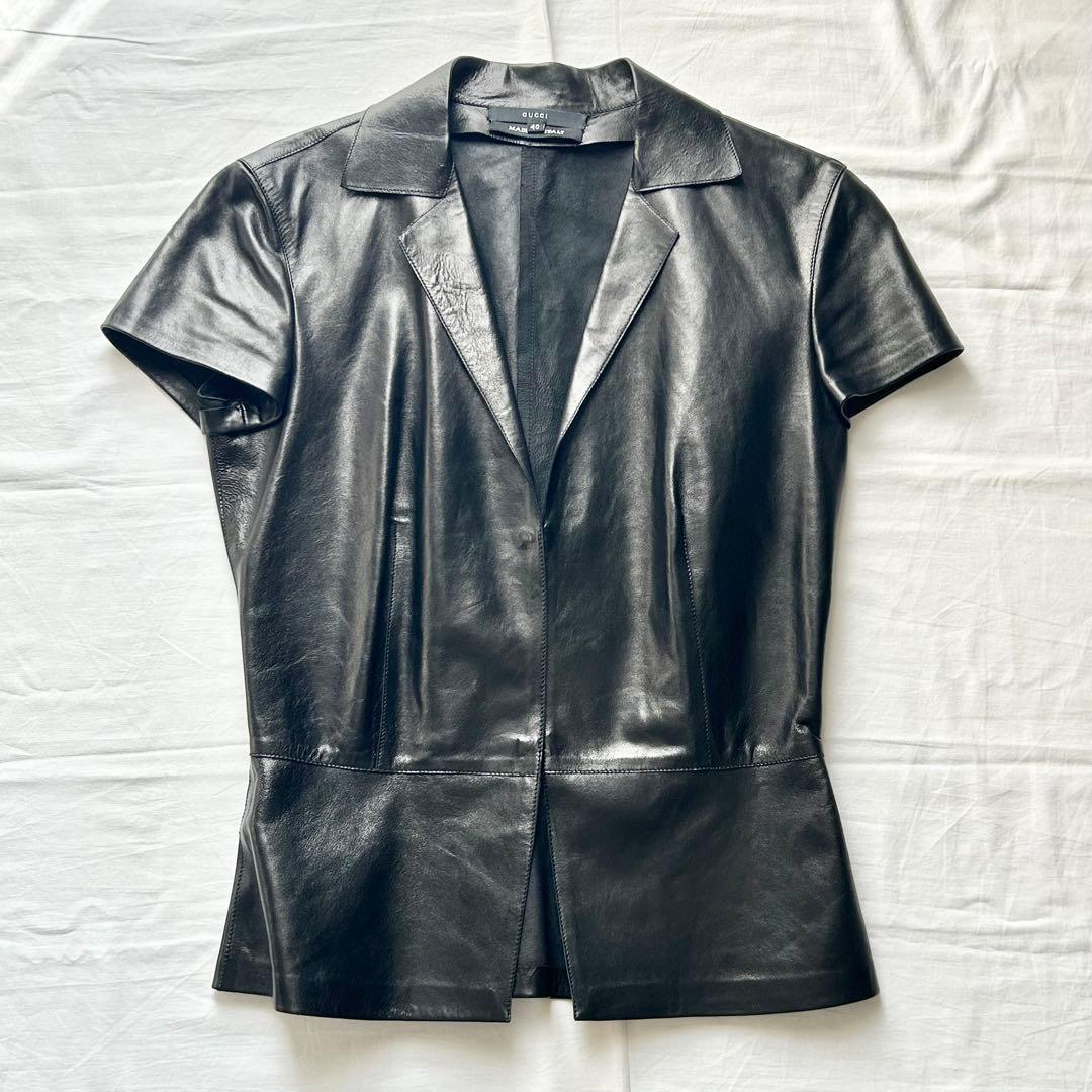 Gucci ラムスキンレザーショートスリーブジャケット