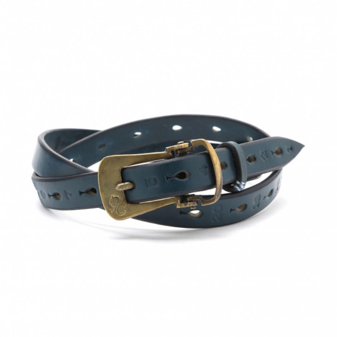 ポータークラシック レザーベルト ナロー ブルー