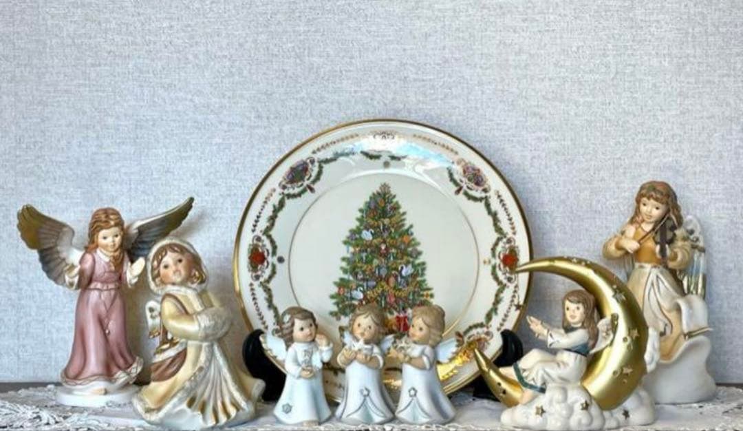 【おまとめ】フンメル人形【クリスマス・エンジェル】＆花の妖精プレート【柳の妖精】