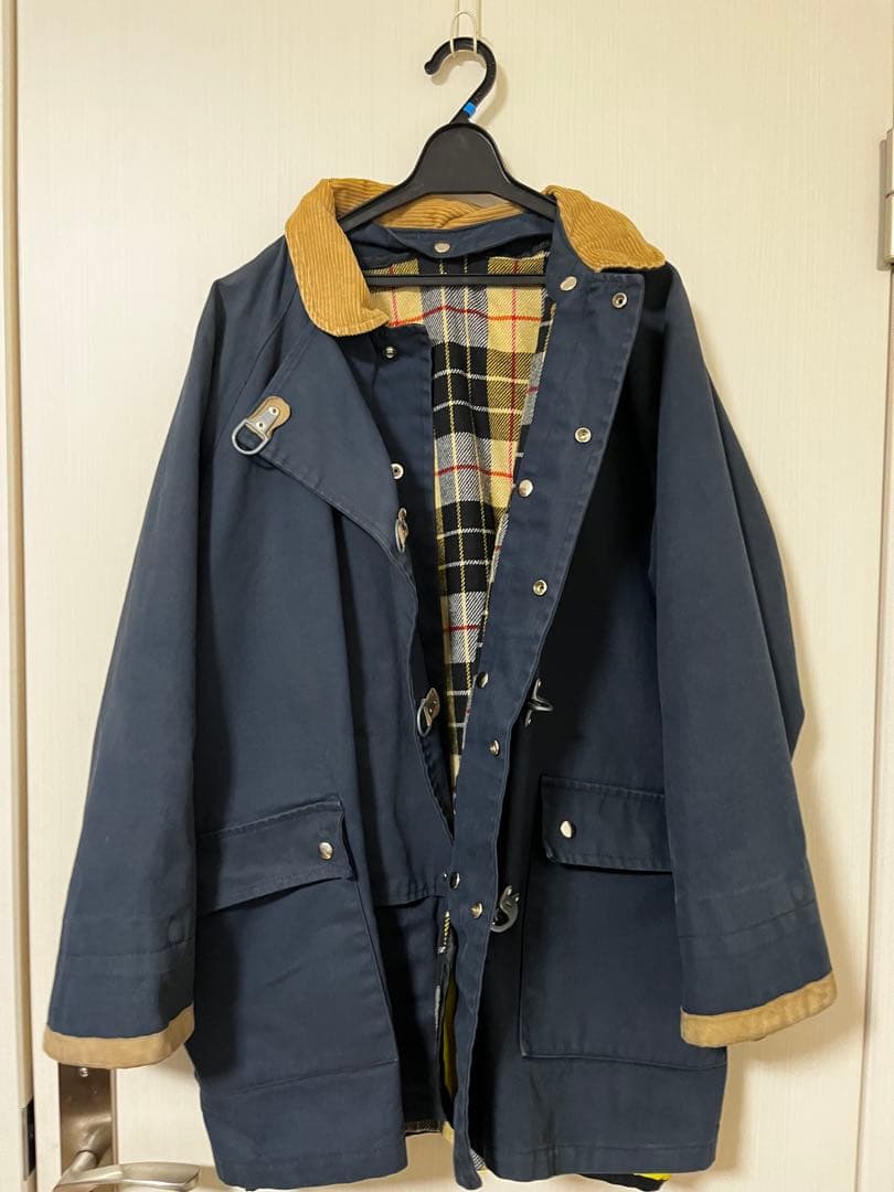 古着イタリア製ファイヤーマンジャケット ネイビー襟コーデュロイ ライナー着脱式