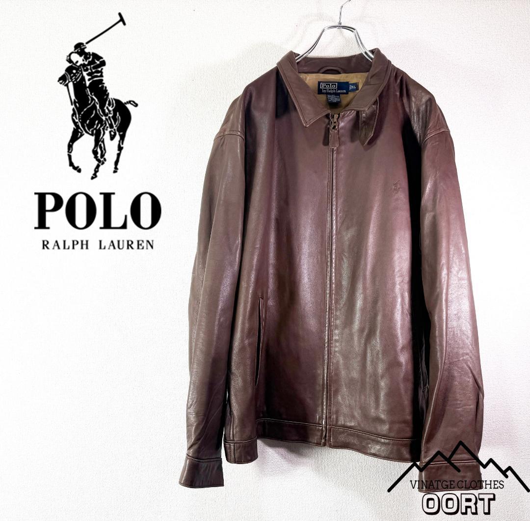 専用 US古着 POLO ラルフローレン 本革 ラムレザー ジャケット ブラウン