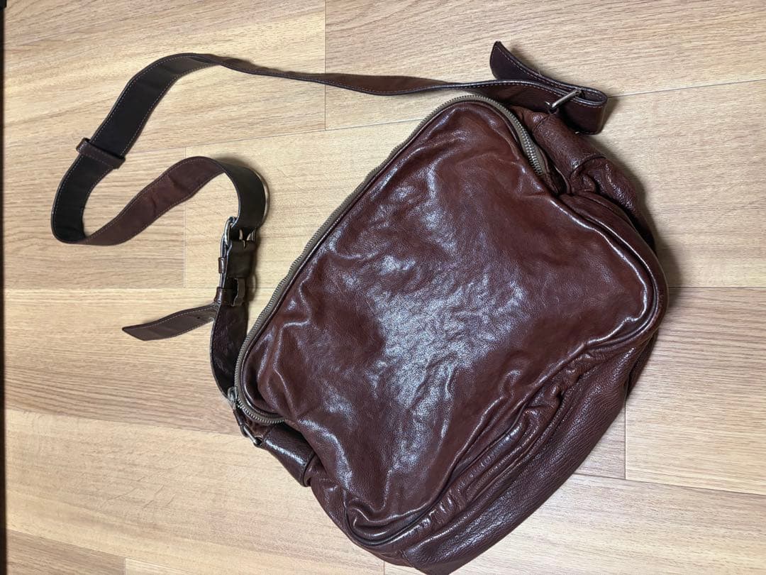 レア PRADA ウオッシュドレザー ショルダーバッグ 茶 ヴィンテージ メンズ