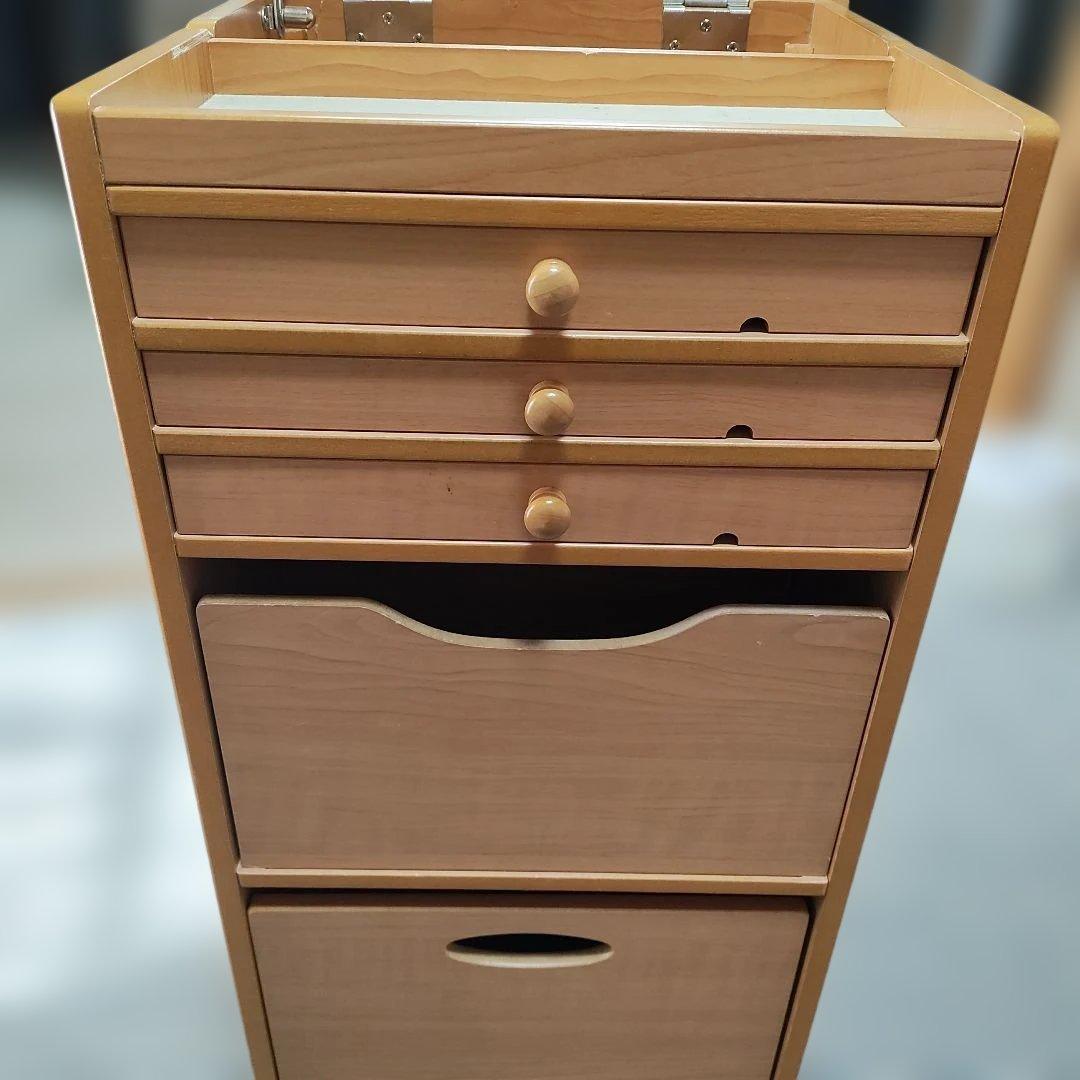 木製　可動式鏡付きドレッサー　木製引き出し　収納　ナチュラル