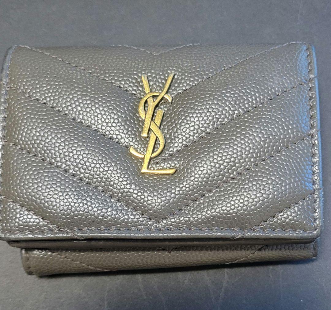 h*2様 SAINT LAURENT グレー 三つ折り財布