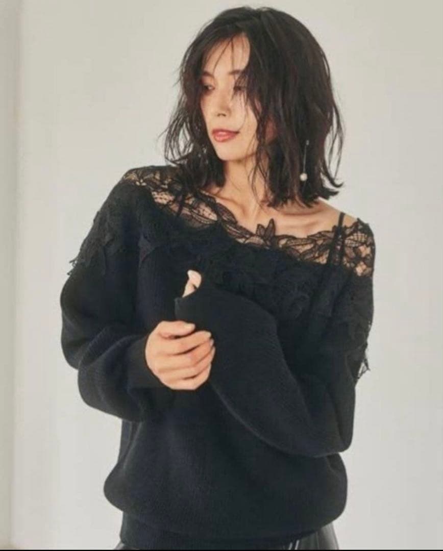 FRAY I.D レーストリムオフショルニット ❤︎