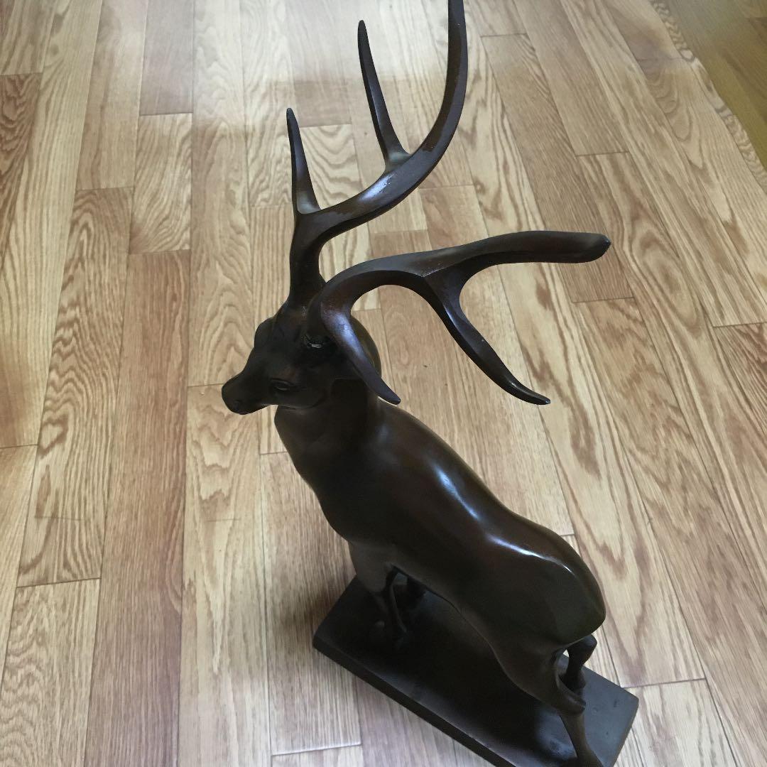 1036 鹿 シカ ブロンズ 像 金属製