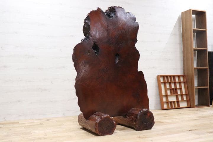 天然木 極上 衝立 仕切 パーテーション バール杢 瘤杢 鳥眼杢 年代物 和