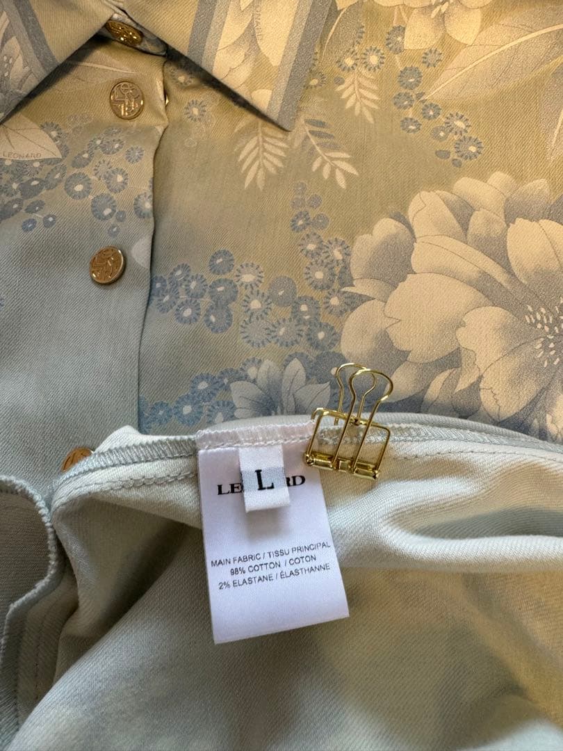 最終値レオナールパリ2024年ランウェイ高級ラインインポートコットンデニムワンピ