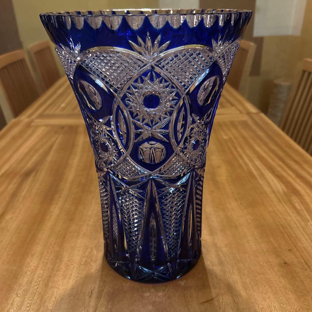 北一ガラスクリスタルハンドカットフラワーベース