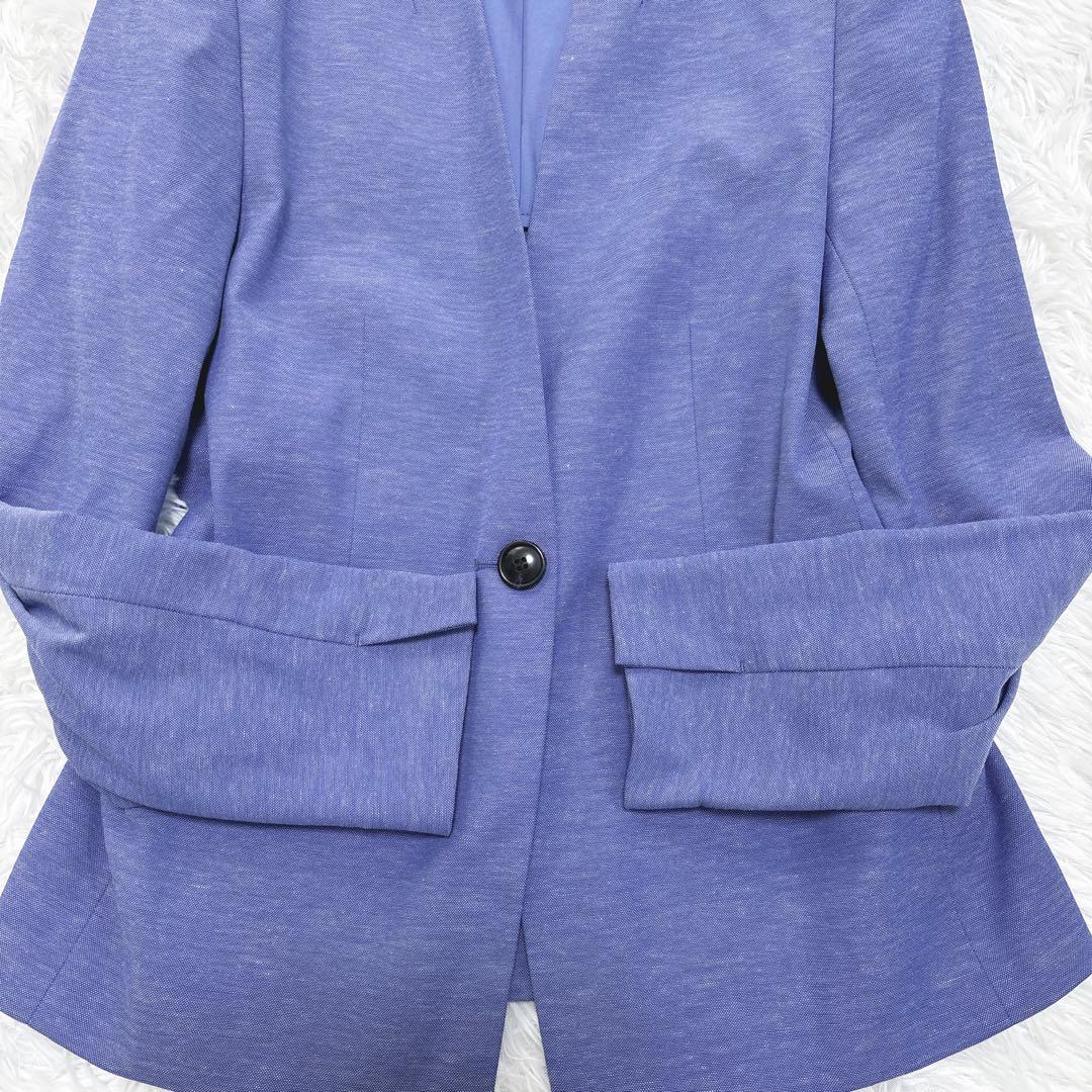 美品✨【洗える】PLST リネン混 ノーカラー パンツスーツセットアップ M