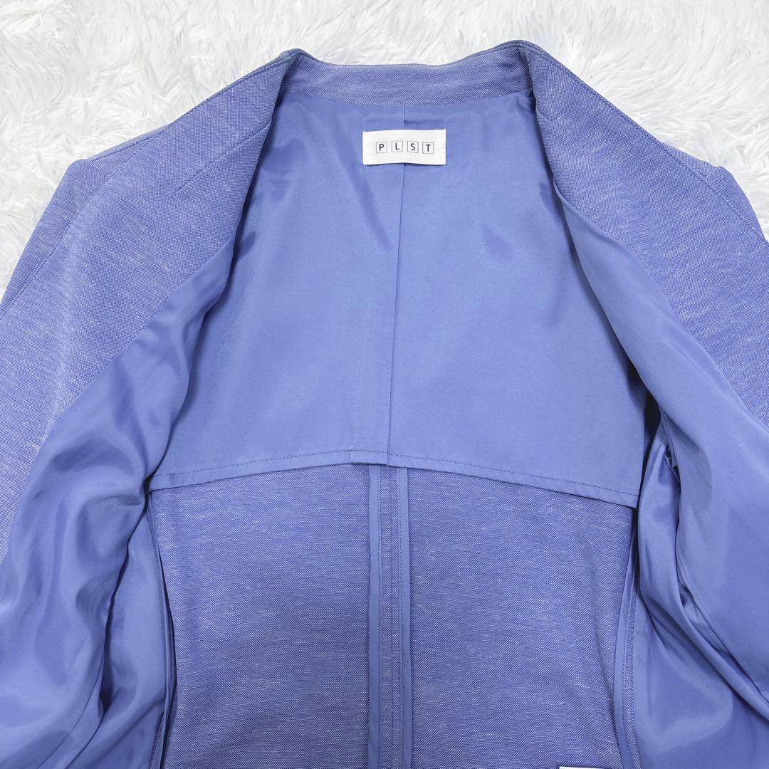 美品✨【洗える】PLST リネン混 ノーカラー パンツスーツセットアップ M