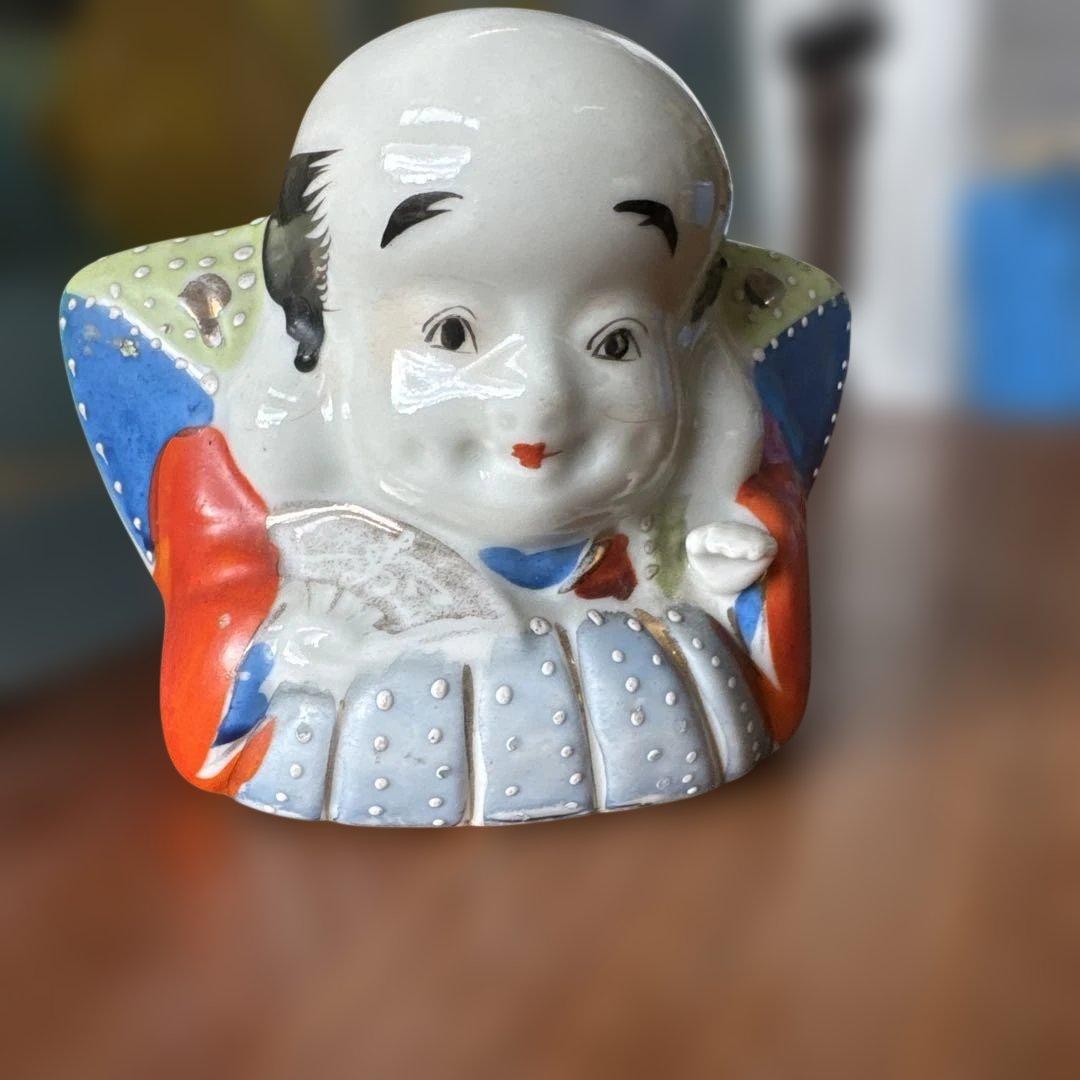 骨董　蔵出し　福助　陶器製 福の神像 多色