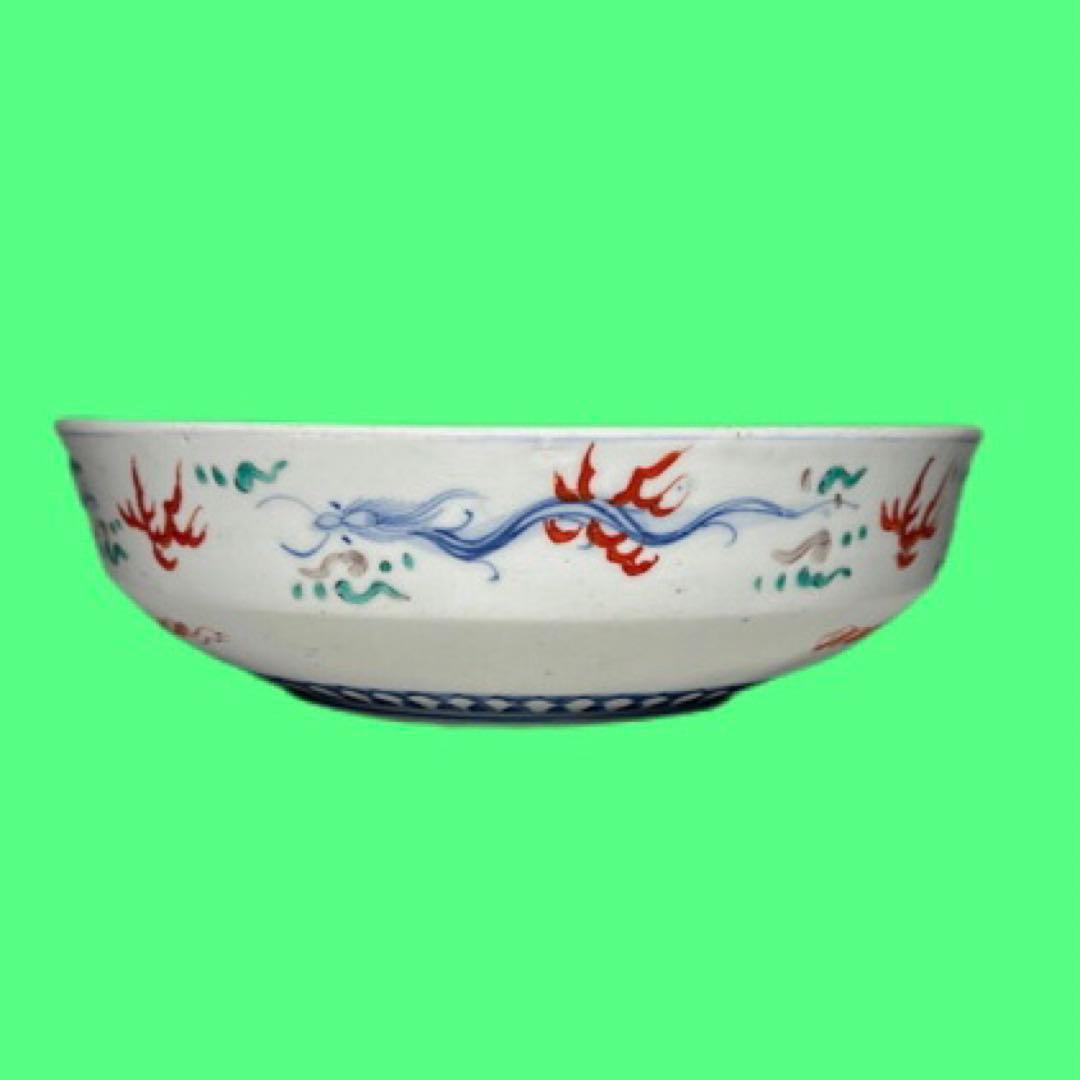 古伊万里焼 雲龍文 大鉢27cm 経年傷有 豪華染付　江戸時代