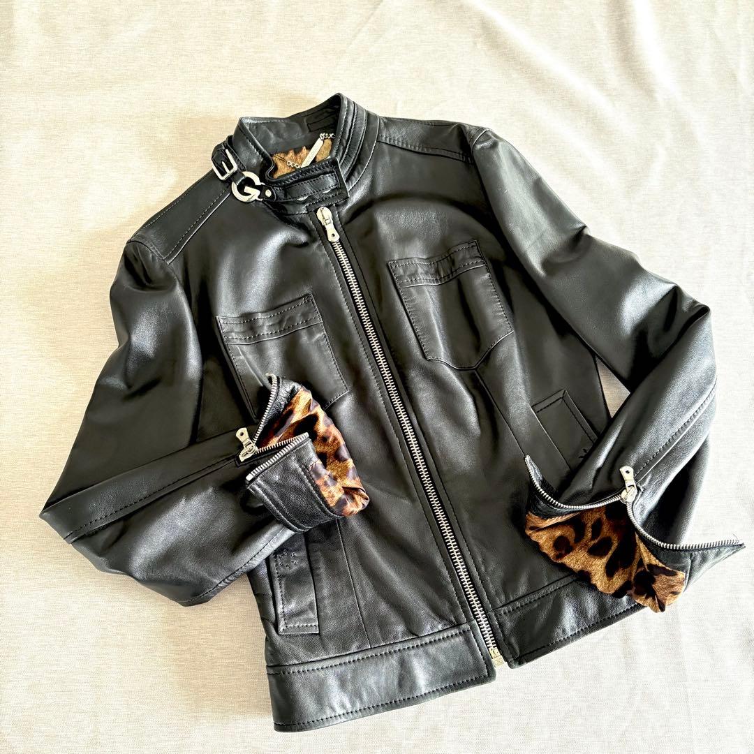 ドルチェ&ガッパーナ ブラックレザーライダースジャケット38