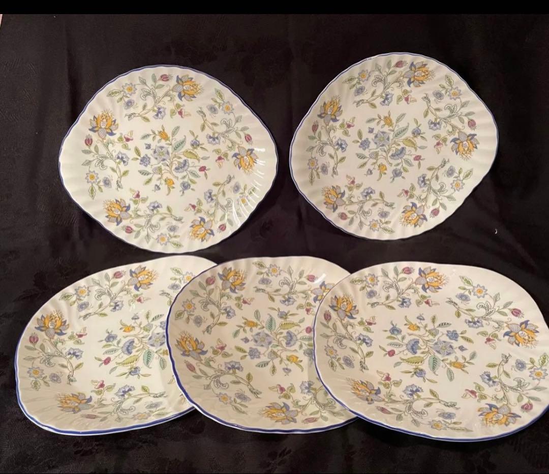 MINTON HADDON HALL BLUEハドンホール花柄 皿プレート 5枚