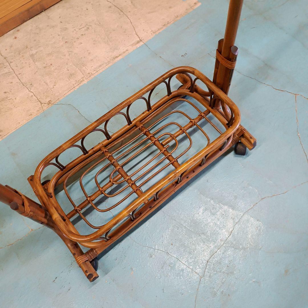 美しい　ラタン　ハンガーラック　コートラック　アンティーク　木製　美品