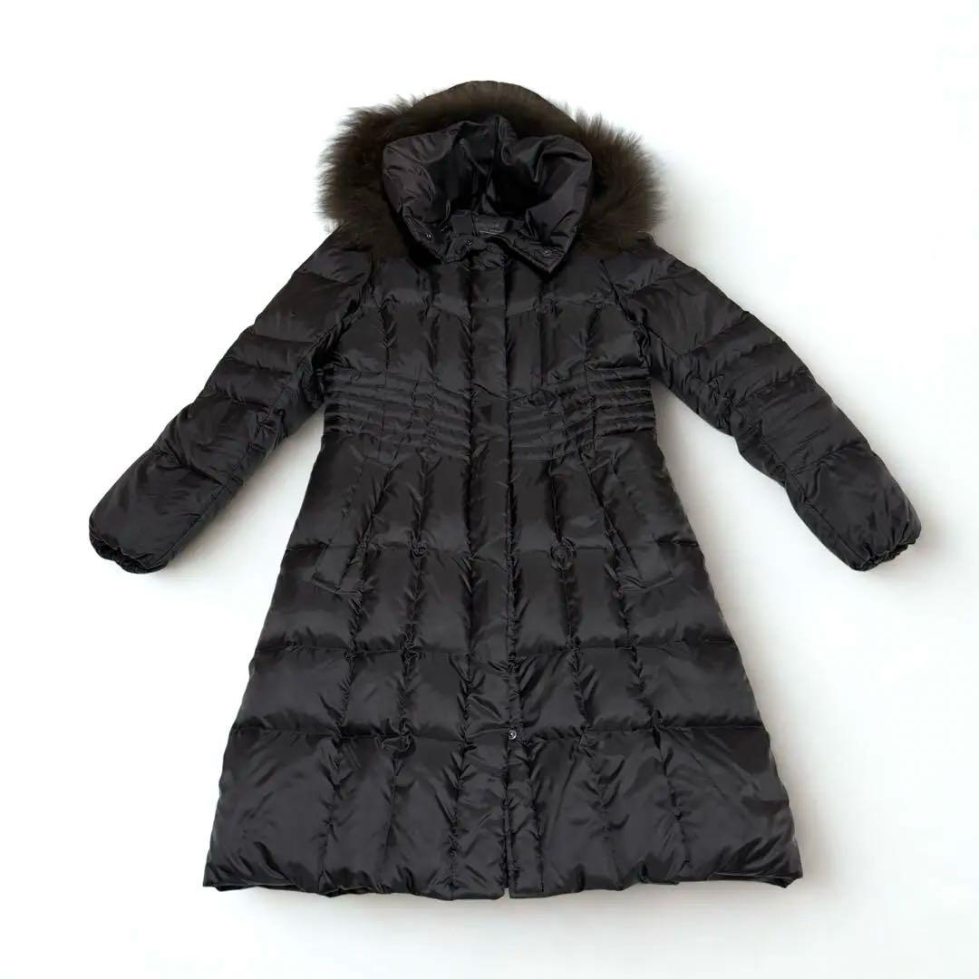 ammicco16 ✨23区 黒 ファー付きダウンジャケット　32サイズ