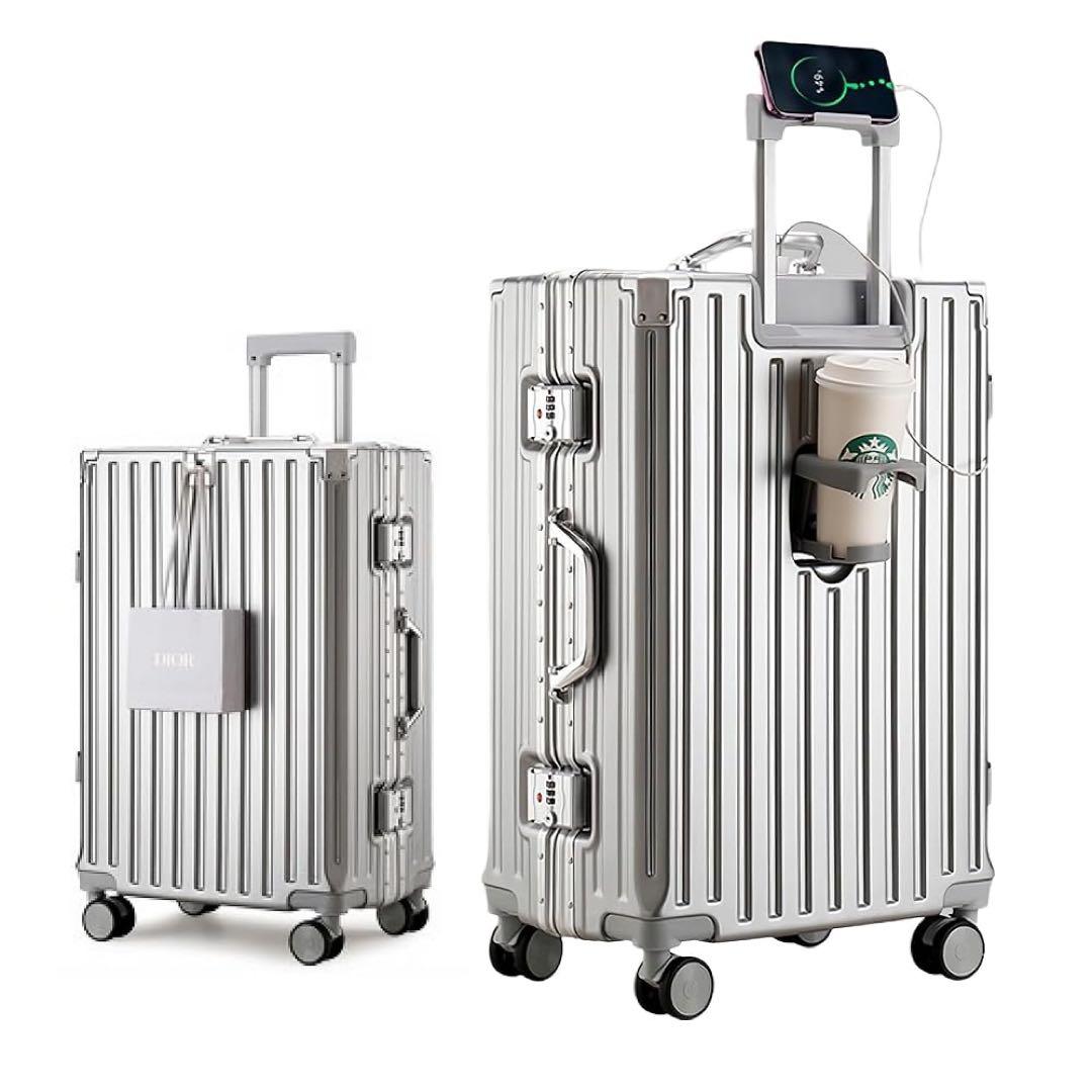 スーツケース アルミフレームタイプ キャリーケース シルバー 機内持込可 S