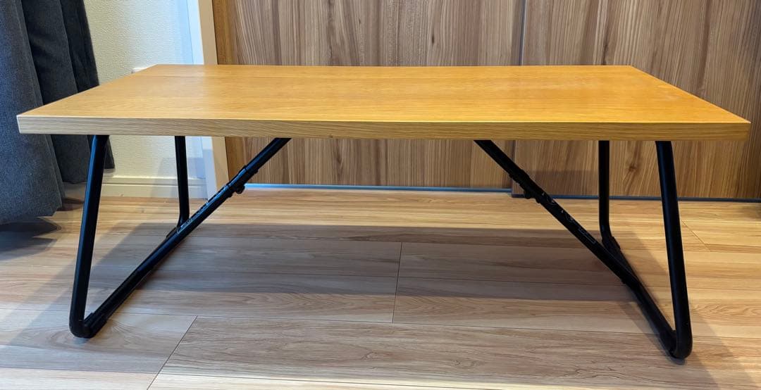 無印良品【廃盤】折りたたみローテーブル・幅９０ｃｍ・オーク材