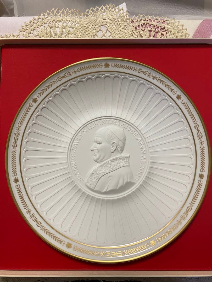 ジノリミレニアムコレクション　ヨハネパウロ2世記念プレート(未使用、実家保管品)