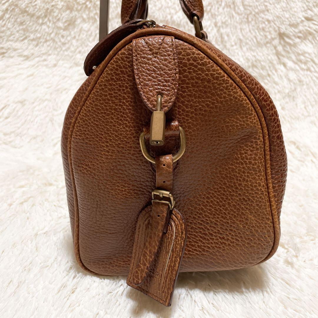 RALPH LAUREN ラルフローレン ボストンバッグ ブラウン シボ革
