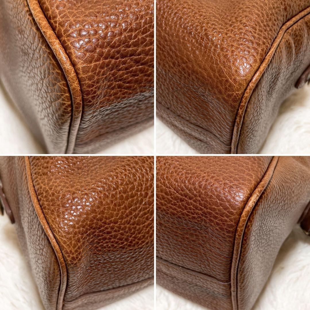 RALPH LAUREN ラルフローレン ボストンバッグ ブラウン シボ革