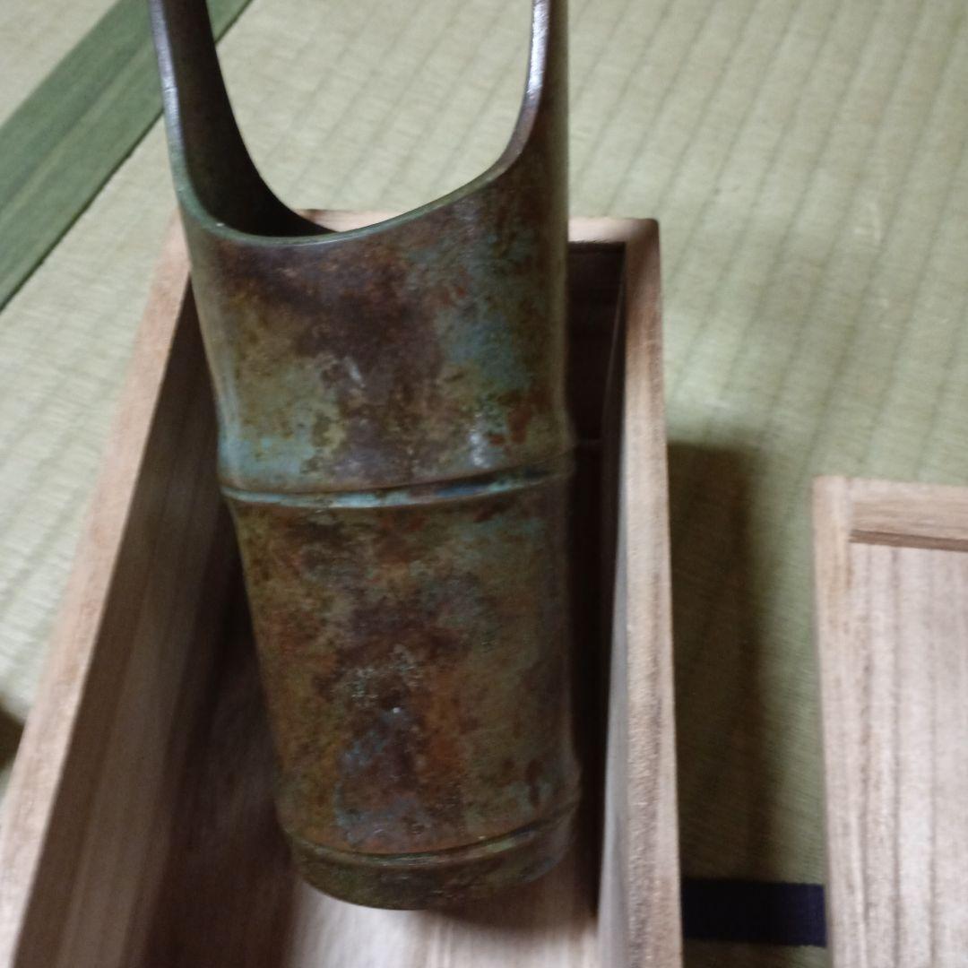 青銅花瓶 手持ち式 木箱付き