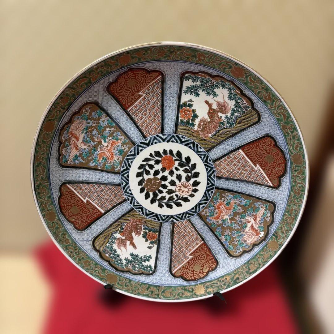 古伊万里　錦絵大皿　飾り皿　45cm 時代箱