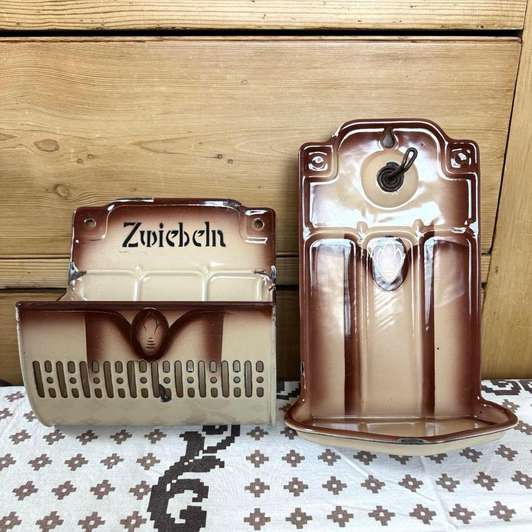 ドイツ　ヴィンテージ　ホーロー　オニオンラック　カップホルダー　アンティーク